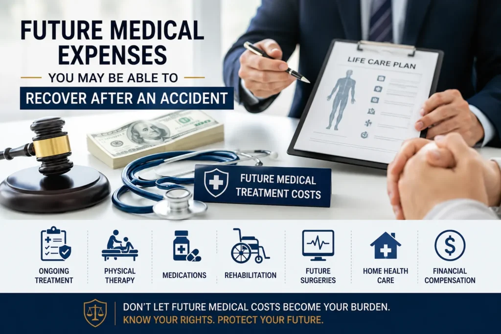 Future medical treatment compensation for accident victims, including rehabilitation, surgery, and ongoing care.