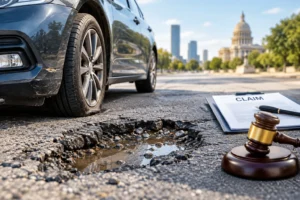 Car damaged after a pothole accident and potential city liability claim
